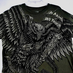 Y2K 7.62 Design Mens Shirt Sz L Green In Arms We Trust Graphic Eagle Patriot Cot