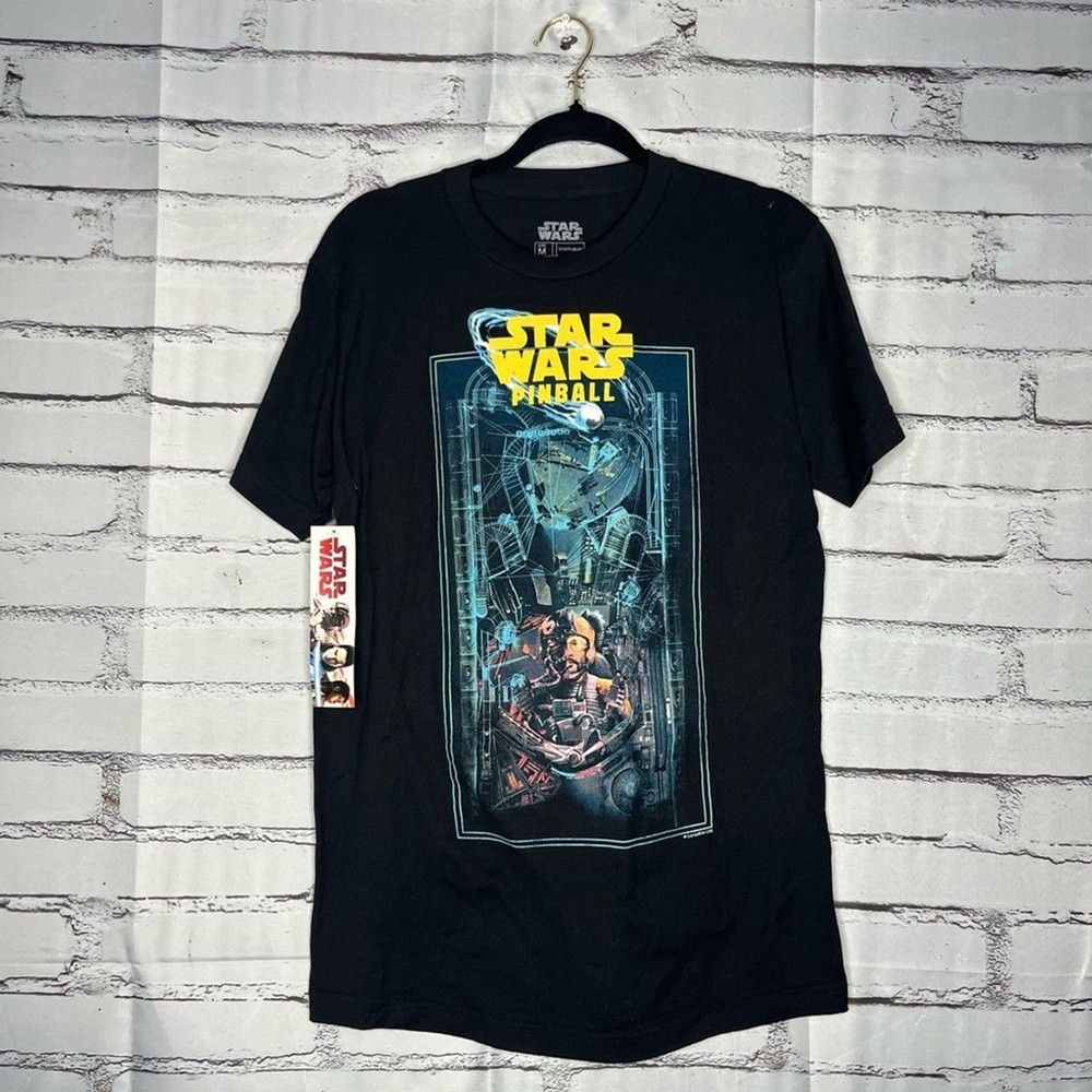 Disney Star Wars Black and Blue Short Sleeve Tee SZ M Pinball Graphic Streetwear