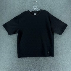 Saints Studio Shirt Mens L Black Textured Diamond Pattern Crew Neck Stretch