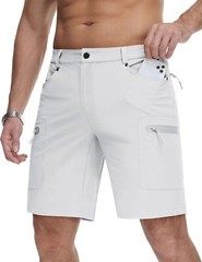 MAGCOMSEN Men’s Hiking Shorts Lightweight Quick Dry Stretch Cargo 36, White