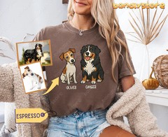 Custom Pet Portrait Comfort Tee Personalized Dog Cat Photo Shirt Gift Idea