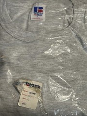 Vintage 90s Cropped T-shirt Large BOSS Russell Athletic Gray NUBLEND NOS