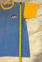 VTG Sunshine T shirt Racing Graphic Print Colorblock Blue Yellow L Short Sleeves