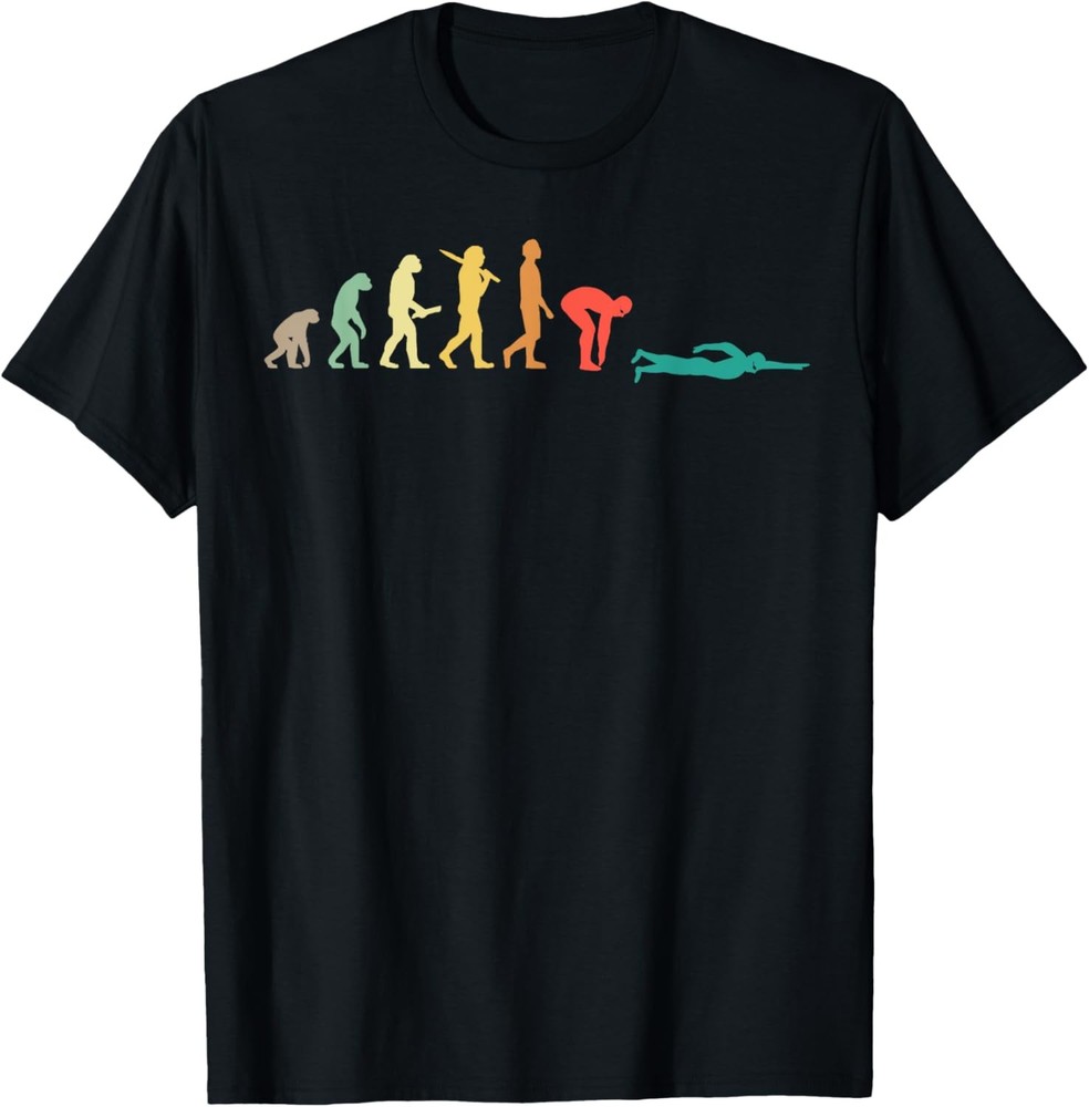 Retro Swimming Evolution Gift For Swimmers T-Shirt