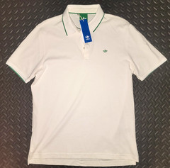 NEW MENS ADIDAS ORIGINALS TREFOIL POLO SHIRT ~SIZE XL #JH3861 WHITE/GREEN