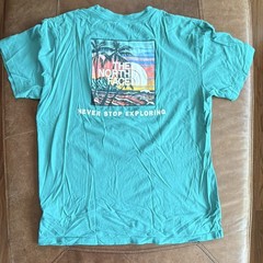The North Face Men’s Turquoise Graphic Logo Crew Neck Cotton Tee Shirt, M