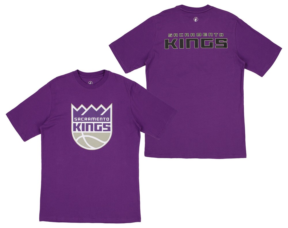 FISLL NBA Men’s Sacramento Kings Team Color, Name and Logo Premium T-Shirt