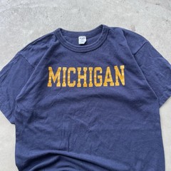 Vintage 90s Champion Michigan T Shirt Made in USA Navy Collegiate Tee Size L