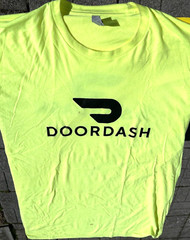 DoorDash Front & Back Food Delivery Driver NEON GREEN Short Sleeve 2XL Shirt