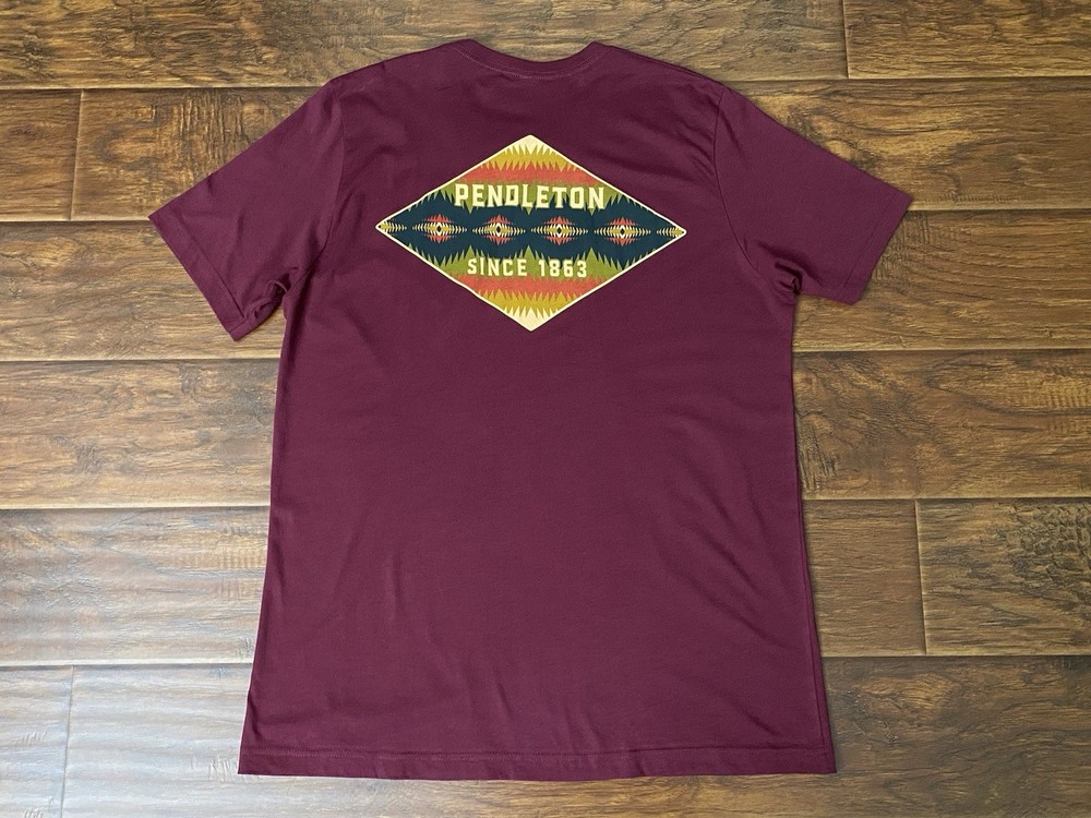 Pendleton Mens Southwest Aztec Diamond Graphic Burgundy T-Shirt Short Sleeve XL