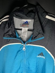 Vintage Black and Blue Adidas Windbreaker Size L Breathable Full Zip Up Hoodie