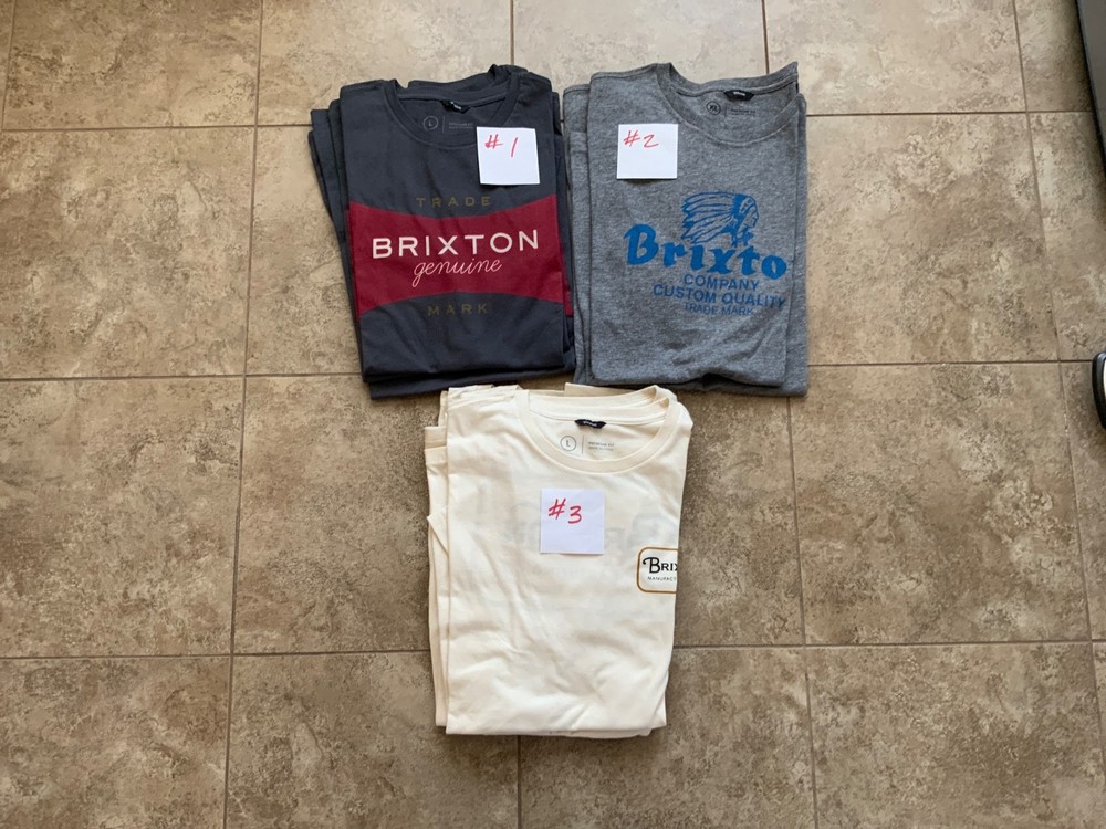 N.O.S. – Brixton Mfg. Mens “PREMIUM FIT” Tee Shirts = Choice of SIZES & STYLES