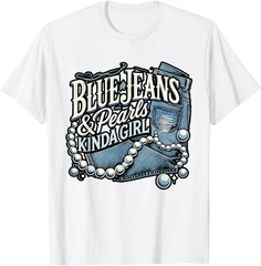Denim Fabric Blue Jeans Pearls Skinny Jeans Lover T-Shirt