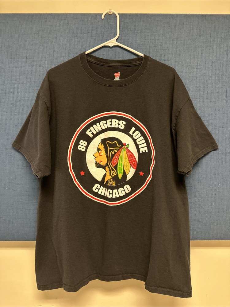 88 Fingers Louie Original Shirt Chicago Blackhawks Huge Logo Front And Back Rare