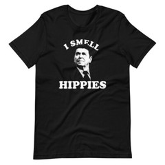 RONALD REAGAN I SMELL HIPPIES Republican Politics Funny Unisex T-Shirt