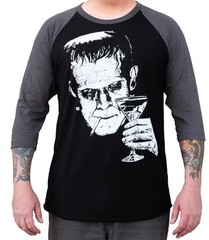 NWT Lowbrow Art Co MONSTER MARTINI BASEBALL Tee Shirt BLACK SM-2XL MADE IN USA