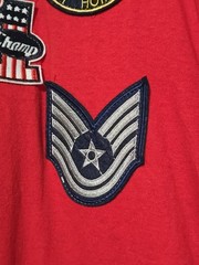 Maxi Milian Men Shirt Large Red Space USA Patchwork Cotton Short Sleeve T