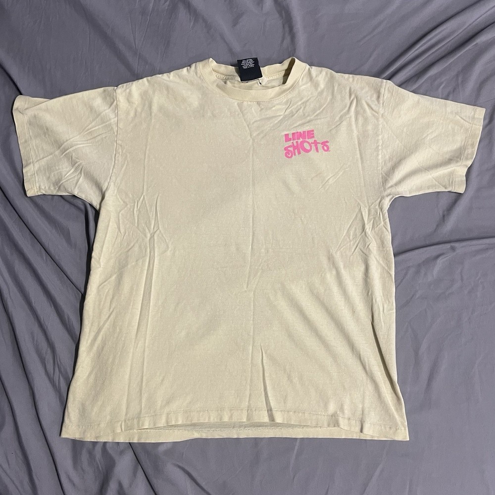 Vintage 90s Line Shots Volleyball Yellow T Shirt Size Medium Made In USA Cotton
