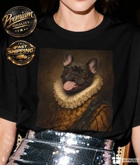 Custom Pet Renaissance Portrait Comfort Tee Personalized Dog Cat Art