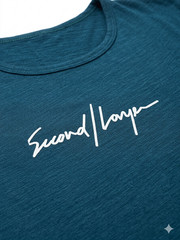 Second Layer Men’s XXL Teal Slub Cotton T-Shirt Slim Fit Crew Neck Short Sleeve