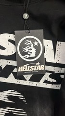 Hellstar Men’s Black Graphic Print Logo Long Sleeve Crew Neck T-Shirt Size S