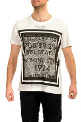 Belstaff Men’s White Graphic Print Crewneck Short Sleeve T-Shirt US 2Xl IT 56