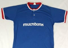 Vintage “Multibank” Sponsor Baseball Ringer Jersey Shirt Don Alleson Athletic XL
