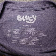 Bluey New Adult T-Shirt -Chilli Bandit Bingo Bluey Over White Logo M
