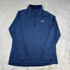 Under Armour Mens L 1/4 Zip Blue Pullover Performance Loose Heatgear Golf