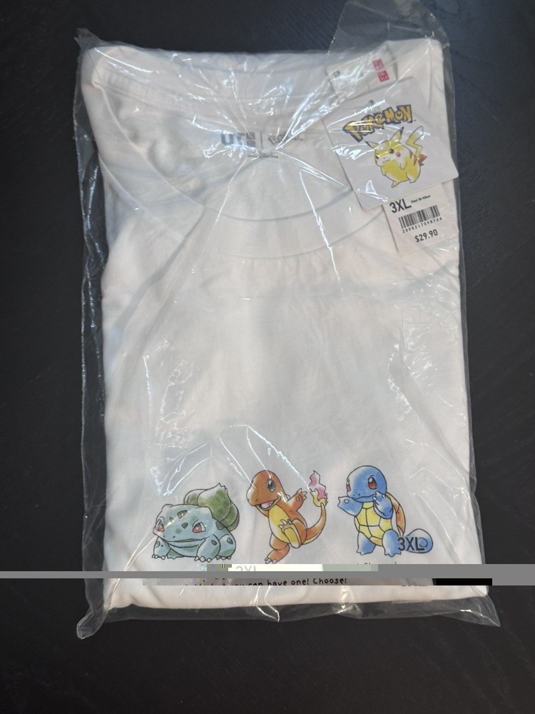 UNIQLO Pokemon UT 30th Anniversary T-Shirt Starters size 3XL – IN HAND Brand New