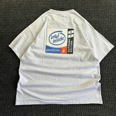 Vintage Intel Inside T Shirt Pentium 4 HT Extreme Edition y2k XL Gray PC Compute