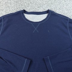 Eddie Bauer Shirt Mens XL Blue Waffle Knit Thermal Crewneck Long Sleeve Outdoor
