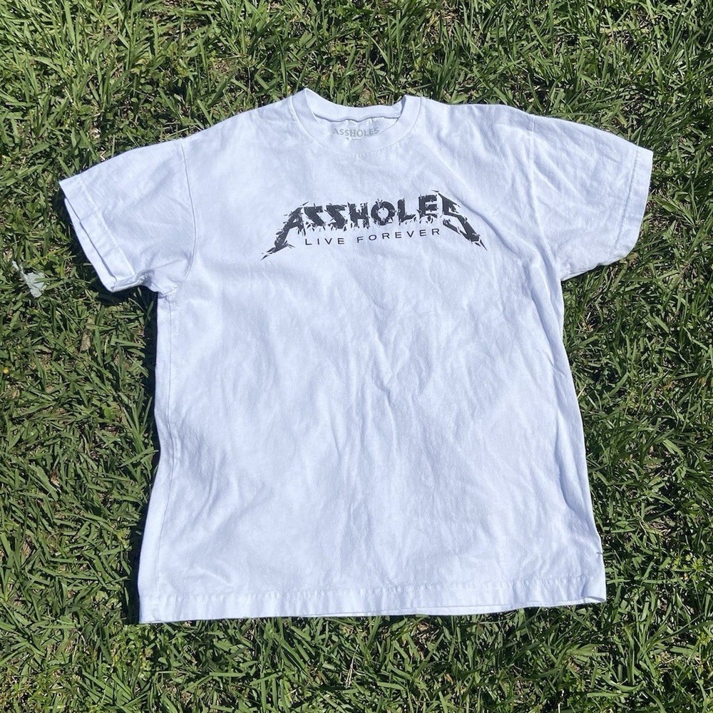 A Live Forever Graphic Logo White Men’s L Short Sleeve Cotton T-Shirt