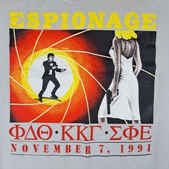 Vtg 1991 Shirt XL Espionage Phi Delta Theta Kappa Kappa Gamma Sigma Phi Epsilon