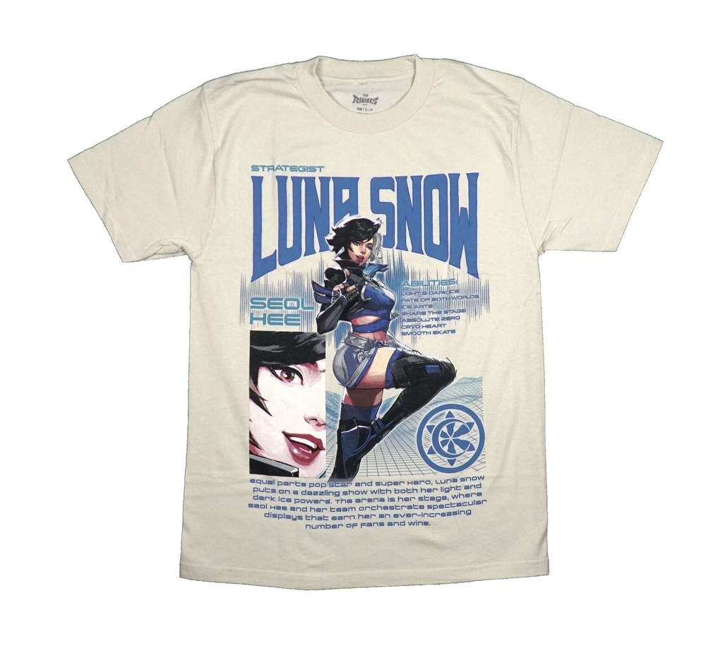 Marvel Rivals New Adult T-Shirt – Luna Snow Abilities Description Above Traits