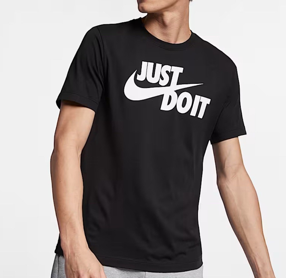 Nike Shirt Mens Just Do It Swoosh Graphic Tee Athletic AR5006-011 LARGE Black