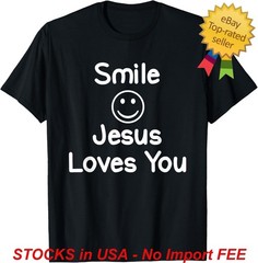 Inspirational Smile Jesus Loves You T-Shirt Faith Christian Religious Gift Tee