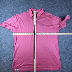 Peter Millar Polo Men’s Large Shirt Summer Comfort Pink Short Sleeve Striped