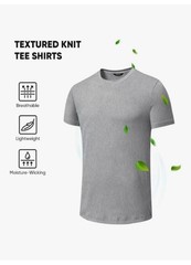 JMIERR Men Slim T Shirt Crew Neck Short Sleeve Gray Comfort Fabric Moisture Wick