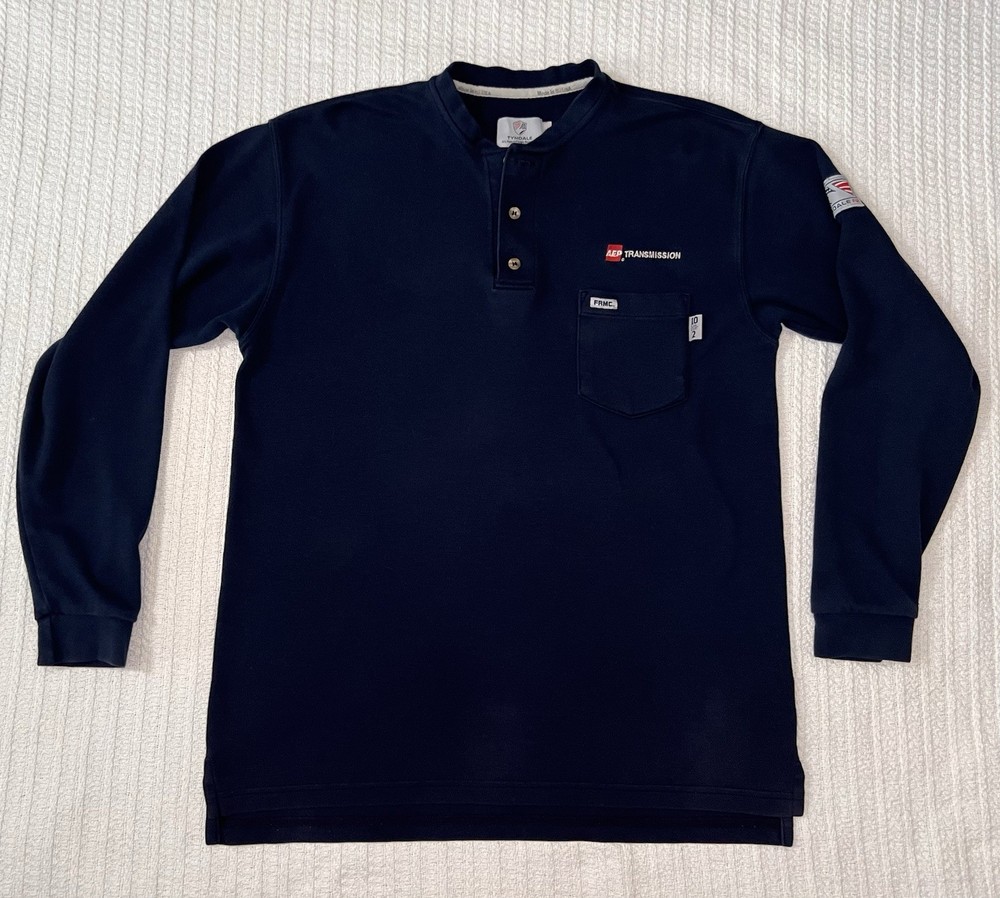 Tyndale FR Henley Shirt Mens LG 21” X 29” Flame Resistant FRMC USA CAT 2