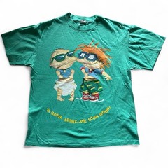 Vtg Rugrats T Shirt Size L Nickelodeon Tommy Chucky Graphic Green 90s Promo Tee