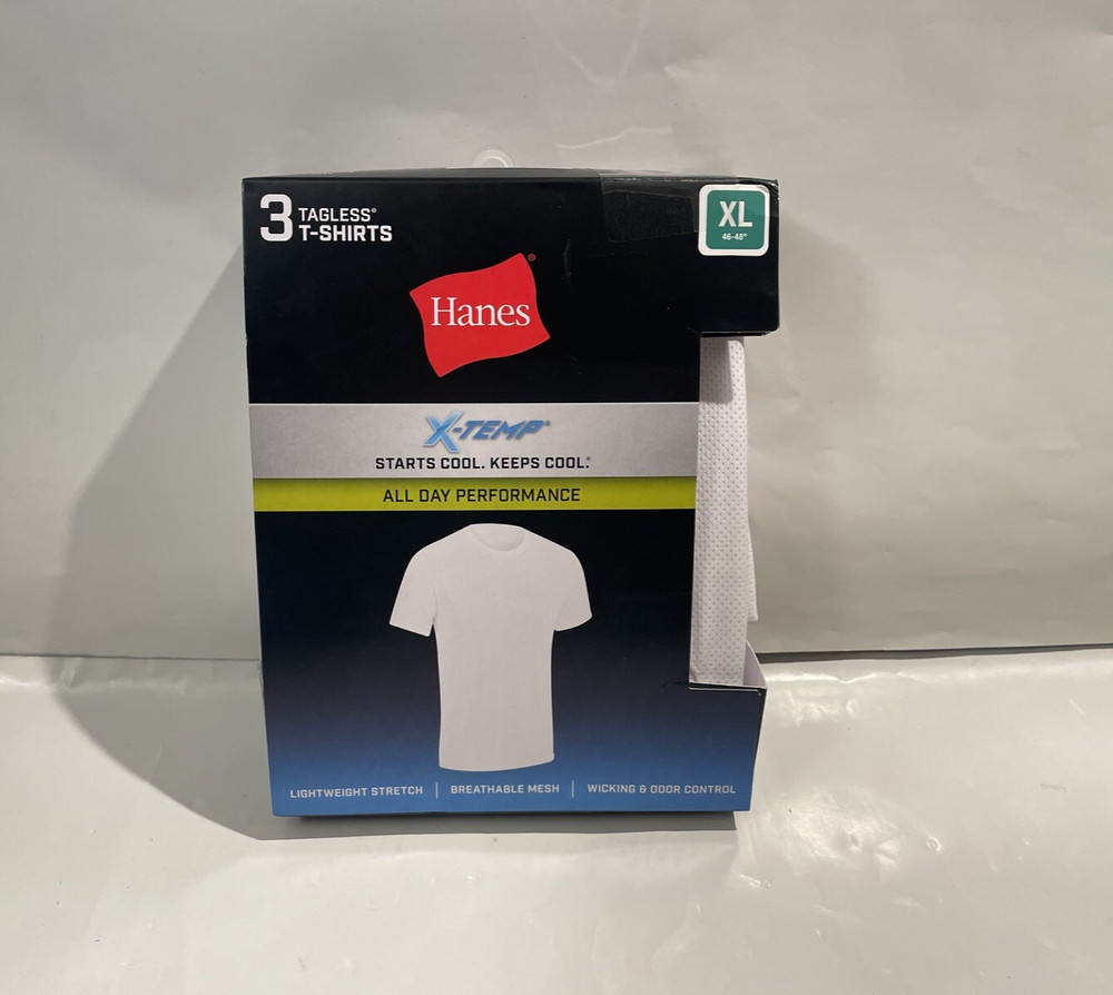 Hanes Men’s Mesh White Undershirt X Temp 3-Pack White Size XL, New