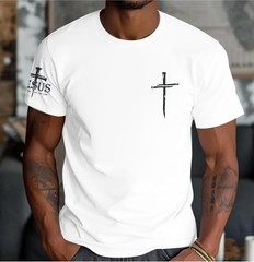 Christian Shirts for Men Oversized Jesus Shirt Faith Cross Graphic Tees God