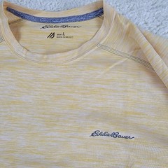 Eddie Bauer Mens Large Yellow Marled Short Sleeve T Shirt FREE-DRY Athleisure