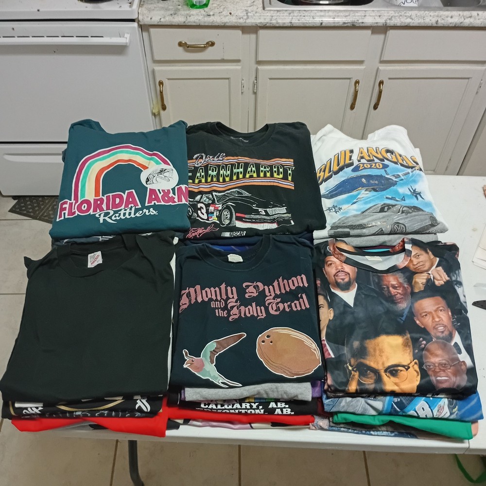 Bulk Lot 48 Graphic Print Shirts Mixed Sizes Graphics Sports Anime Festival #3