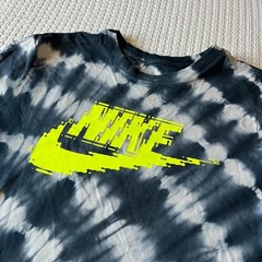 Nike Sportswear Tie-Dye Tee w/ distinctive spiral & neon yellow pixelated logo