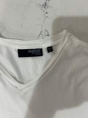 Lot of 2 Murano Men’s Large Slim Fit V-Neck Short Sleeve Tee White Navy Blue