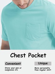 Men’s Pocket Shirts Short Sleeve Lightweight Cotton Summer Tops Performance Tee