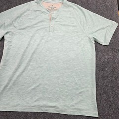 Tommy Bahama Mens XL Henley Shirt Short Sleeve Seafoam Green Heather Recycled