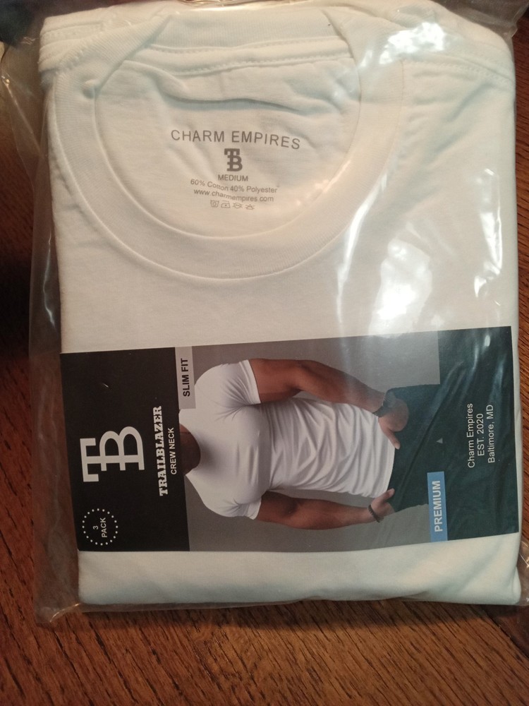 Trailblazer Crew Neck Men’s Slim Fit Medium 3 Pack White
